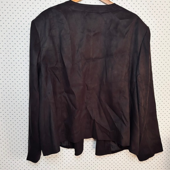 Talbots Faux Suede Jacket 24 24W Black Coat Women's Plus Academia Office Capsule - Picture 3 of 5